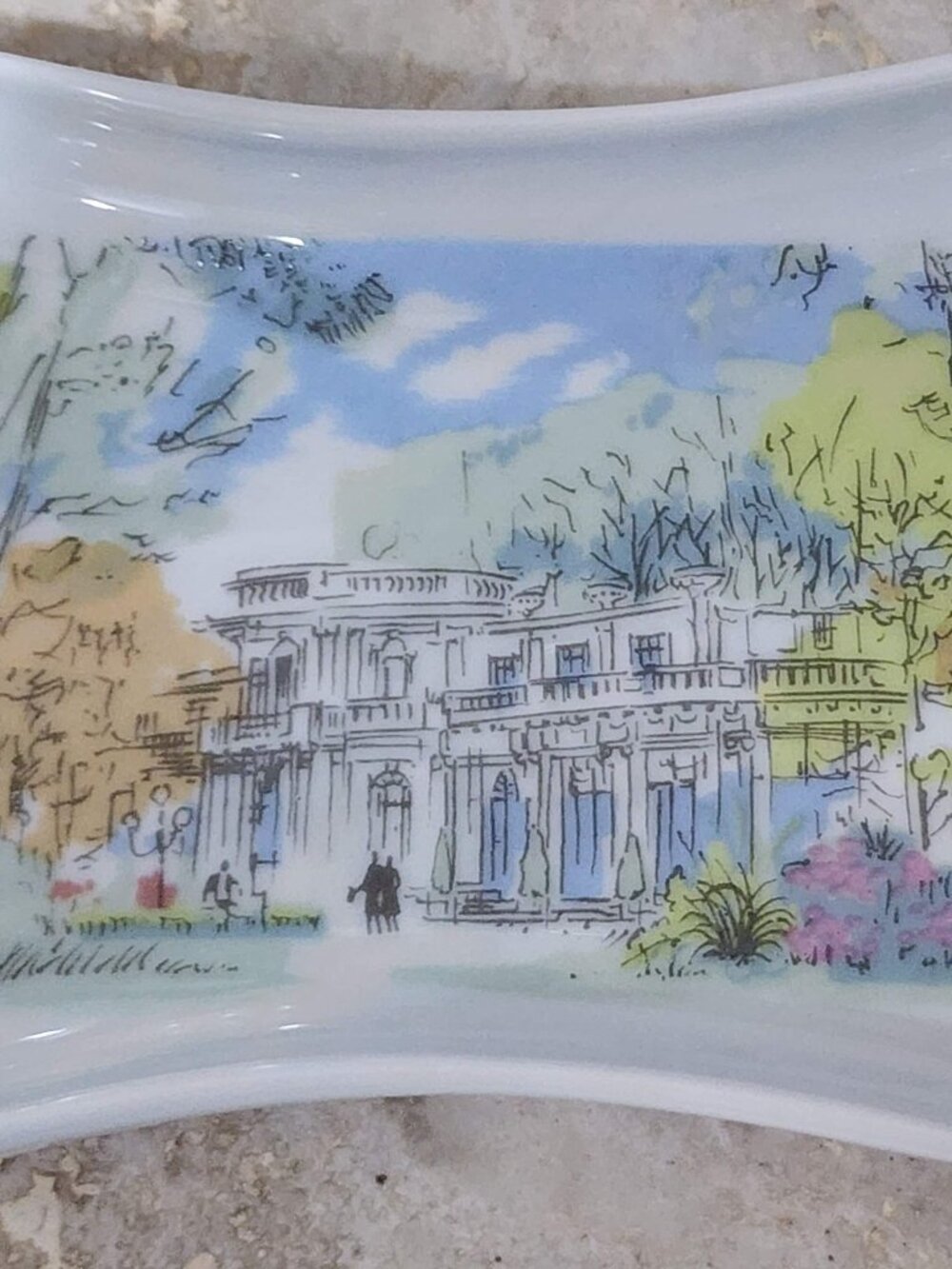 French Porcelain Catchall Tray Le Pre Catelan Paris Pavilion Sketch Dish